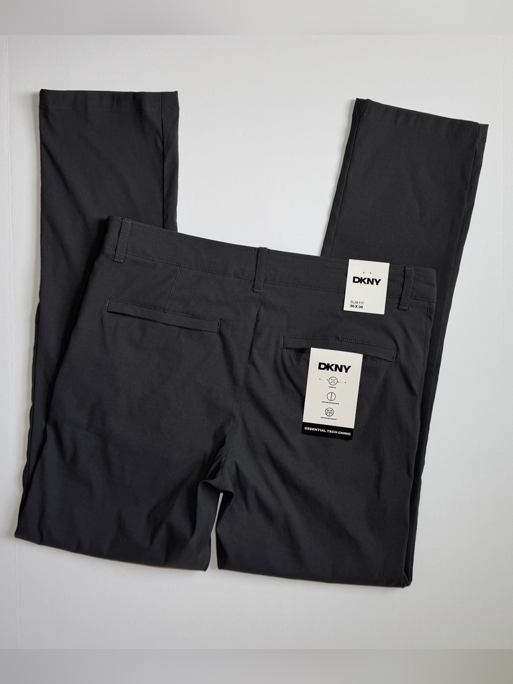 NWT DKNY Men's Dark Gray Slim Fit Tech Chino Pants